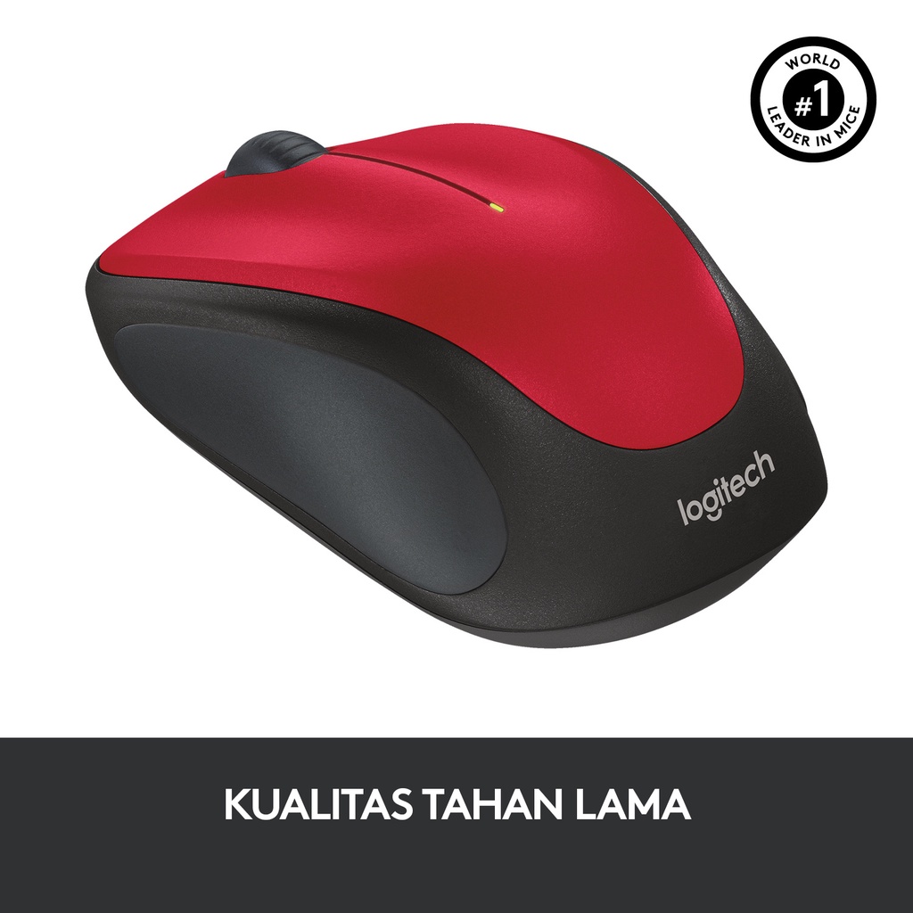 Logitech M235 Mouse Wireless Grip Karet Nyaman - Red (5)