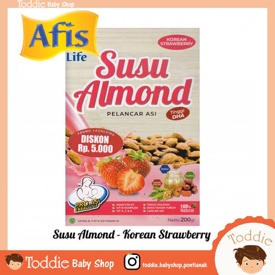 Jual Afis Life Susu Almond Pelancar Asi 200gr Korean Strawberry Shopee Indonesia 8356