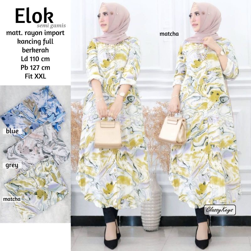 Jual Baju wanita long tunik elok muslim jumbo modern Shopee Indonesia