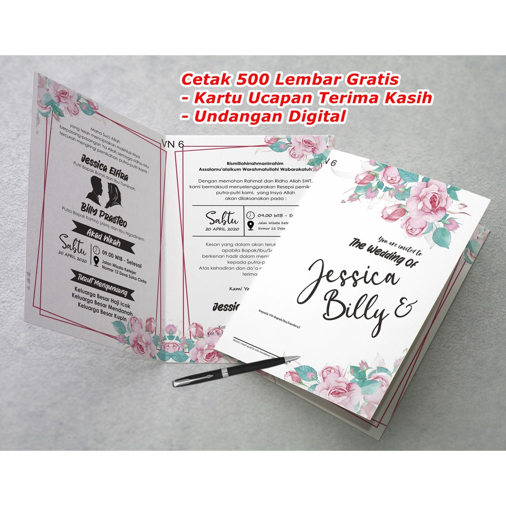 Jual Cetak Undangan Pernikahan Murah Undangan Nikah Cantik Elegan