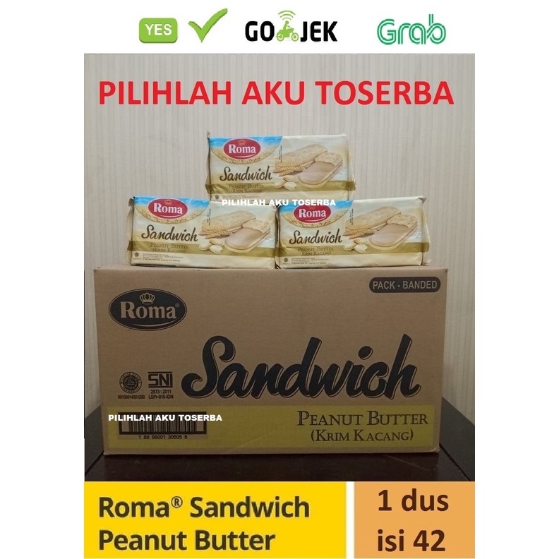 Jual ROMA SANDWICH PEANUT 189 gr - 1 DUS ISI 42 PACK - (GRAB / GOJEK ...