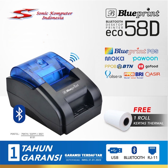 Jual Printer Thermal Pos Blueprint Eco D Rj Usb Bluetooth Printer