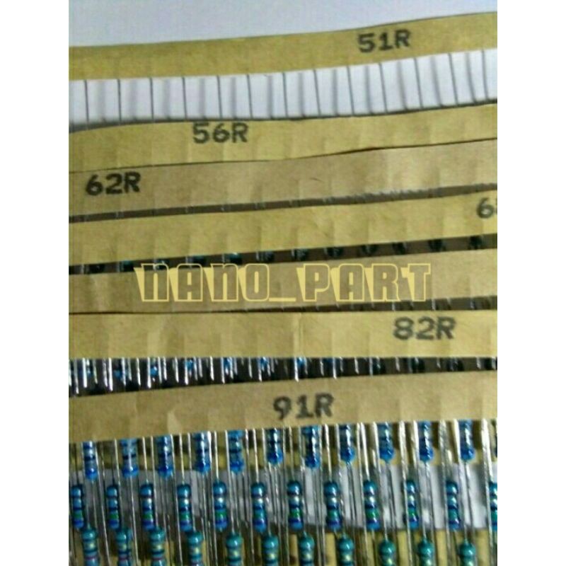 Jual 10pcs Resistor 1/4 Watt 51R 56R 62R 68R 75R 82R 91R Metal Film ...