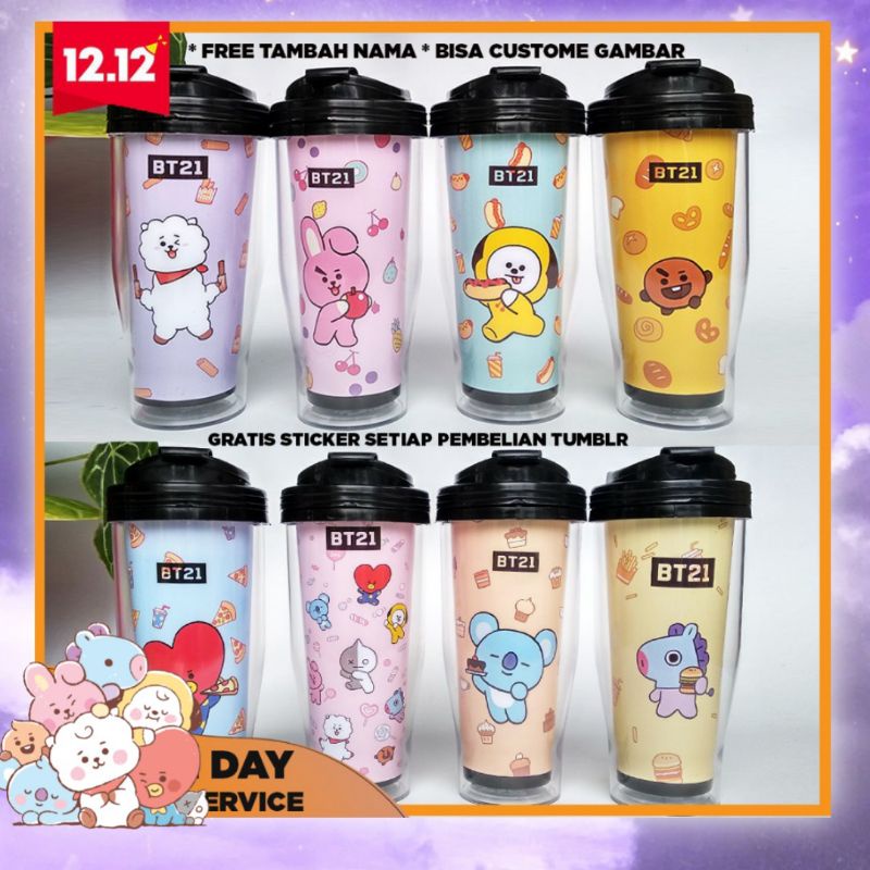 Jual Tumblr Bt21 Botol Minum Plastik Bts Souvenir Tinymoon Kpop Gelas Bts Mukbang Snack Edition 1456