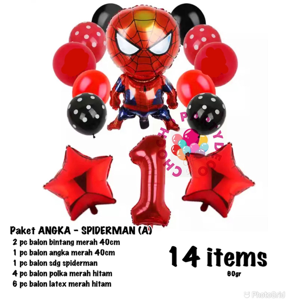 Jual Paket Spiderman Paket ulang tahun Spiderman Angka A Dekorasi