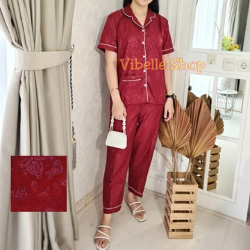 Baju Tidur Piyama Satin Embos Vibelle Lembut Nyaman