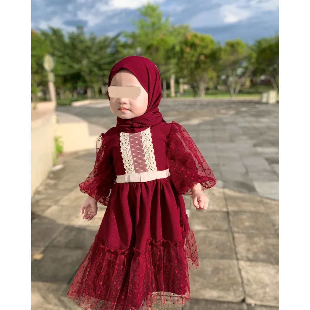 Jual Set Muslim/Gamis Anak Perempuan/Baju Perempuan/Gamis Dot Anak