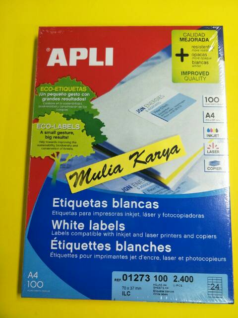 Jual APLI White Paper Label A4 computer labels / dus isi 100 lembar ...