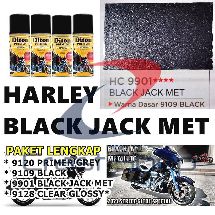 Jual Paket Lengkap Cat Pilox Diton Premium Harley Black Jack Met Warna Hitam Metalik Black 8857