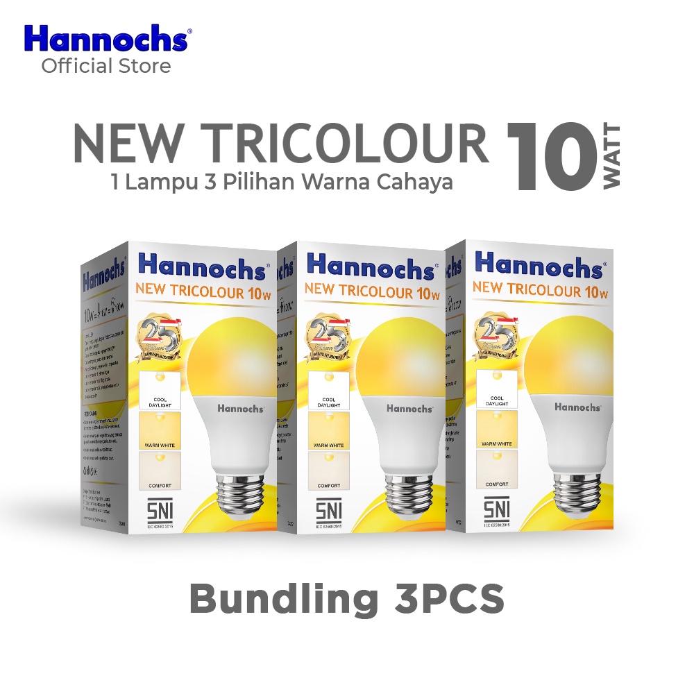 Jual Hannochs Lampu Bohlam LED New Tricolour 10W Isi 3pcs - 3 Warna ...