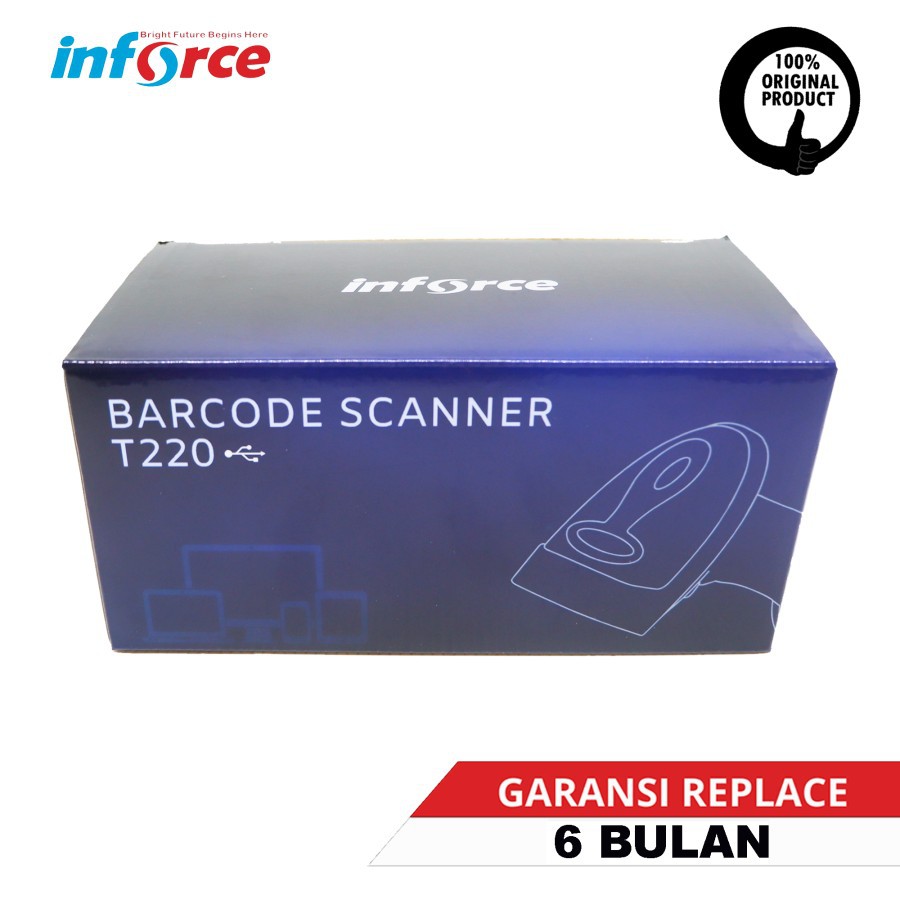 Jual Inforce Barcode Scanner T220 2D/1D USB Wired Kabel Cable Handheld ...
