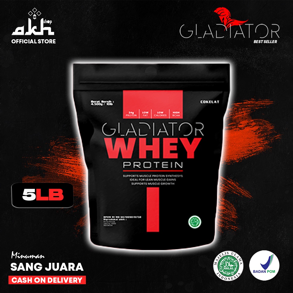 Jual Promo Susu Gladiator Whey Protein Cokelat 5LB / 2.250gram / 59
