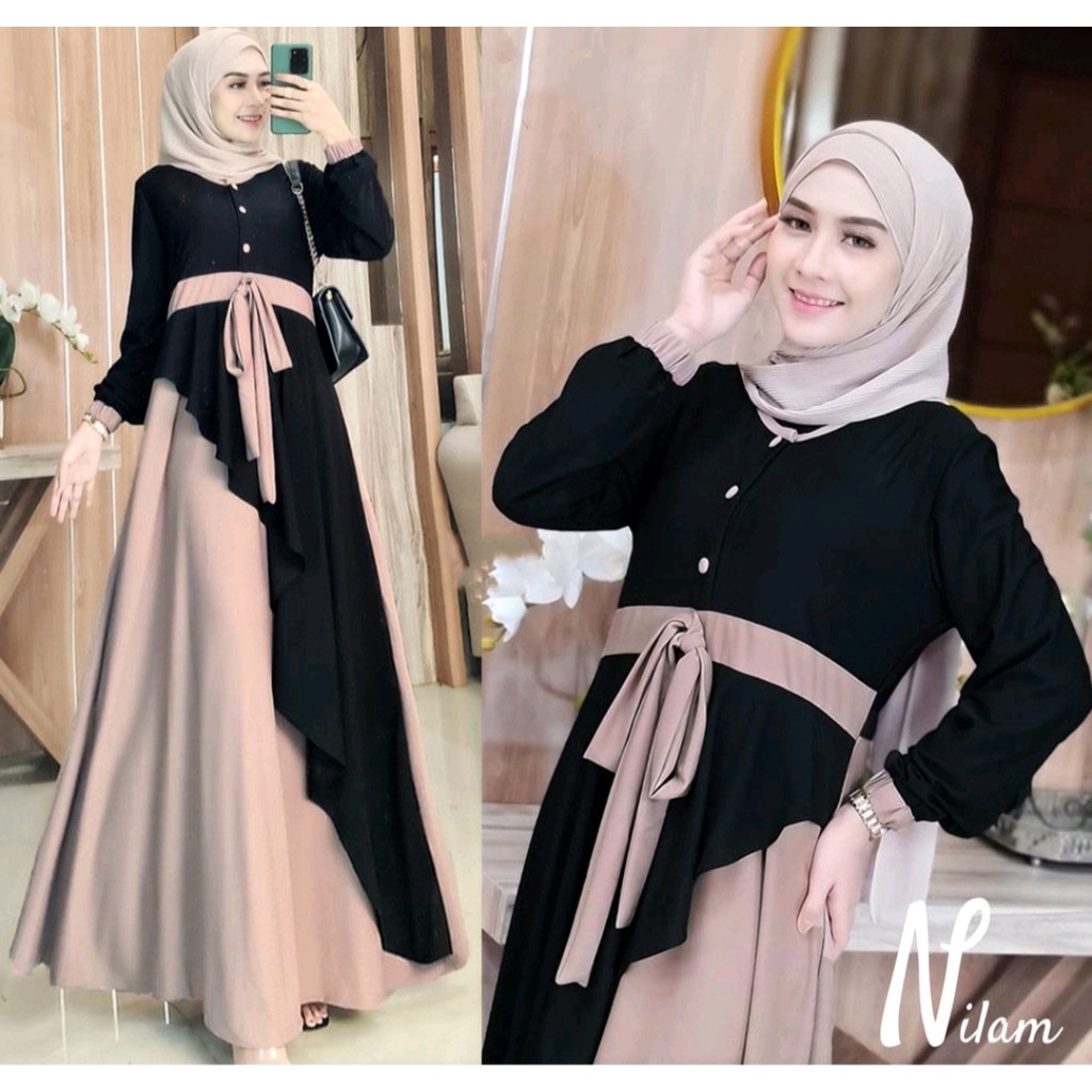 Jual nilam dress size S,M,L,XL [COD] bayar di tempat//gamis wanita
