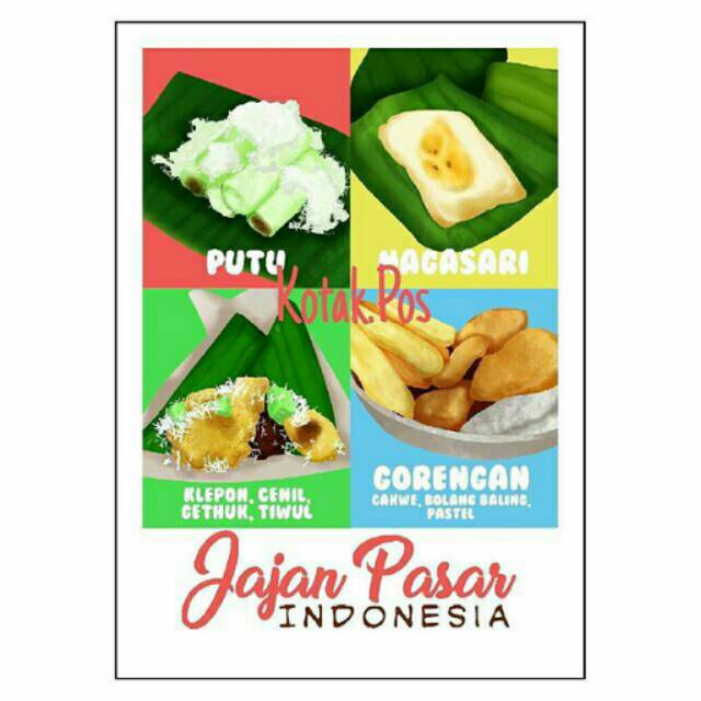Jual JAJAN PASAR 4 FRAMES TRADISIONAL INDONESIA MAKANAN KHAS KARTU POS ...