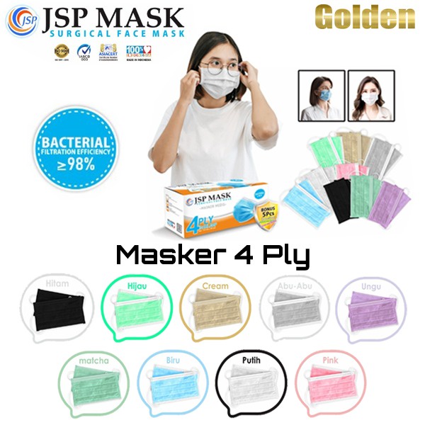 Jual JSP Masker Earloop Masker 4 Ply / 3 Ply Surgical Kemenkes Medis ...