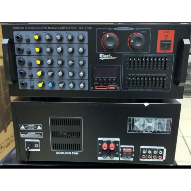 Jual POWER AMPLI MIXER BLACK SPIDER BLUETOOTH AUDIO KARAOKE SOUND
