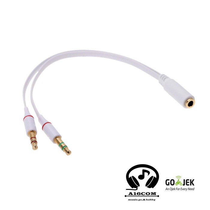 Jual KABEL AUX MIC HEADPHONE Jack Audio 1 Female to 2 Male Splitter Y