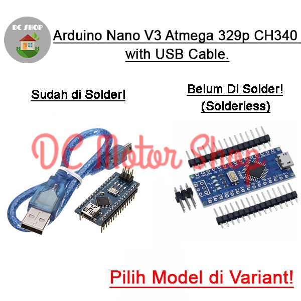 Jual Arduino Nano V3 CH340 Clone Atmega328P Solderless Dengan Kabel ...
