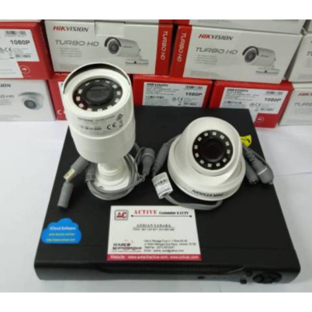 Jual PAKET CCTV HIKVISION 2 KAMERA 2MP 1080P FULL HD DVR 4 CHANNEL ...