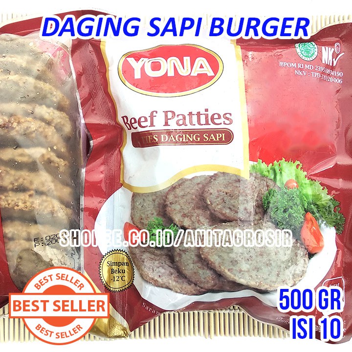 Jual YONA BEEF Patties 500gr Smoked Beef 250gr Daging Sapi Burger ...