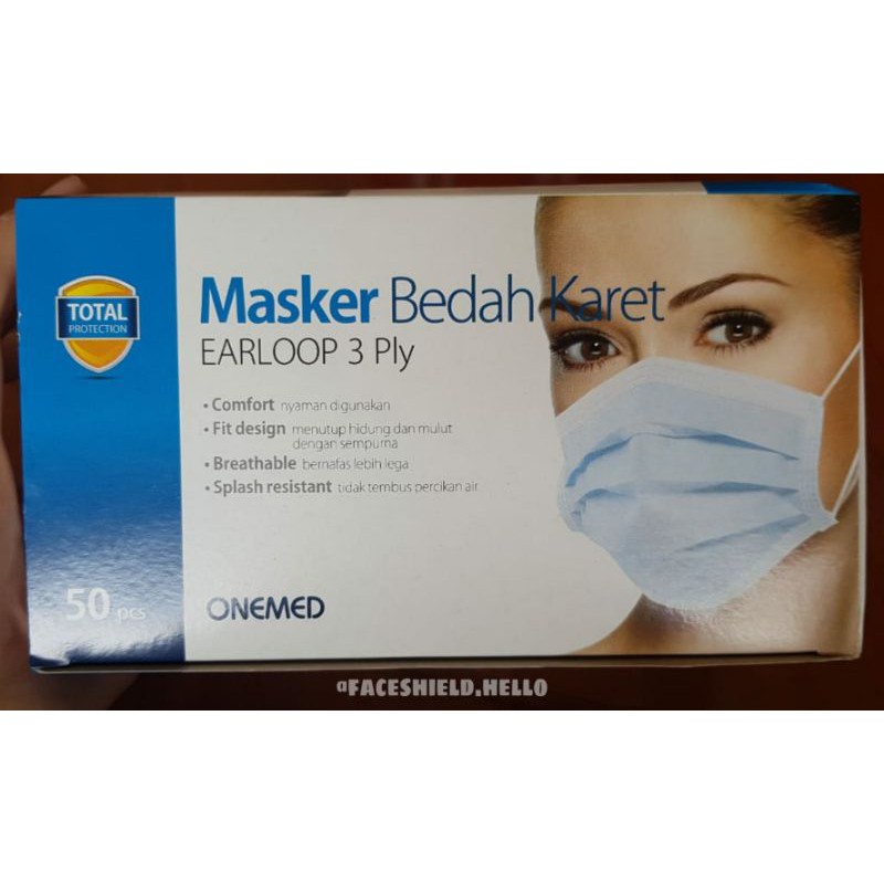 Jual ONEMED MEDICAL MASK 3 PLY 1 BOX ISI 50 PCS [NON HIJAB/EARLOOP ...