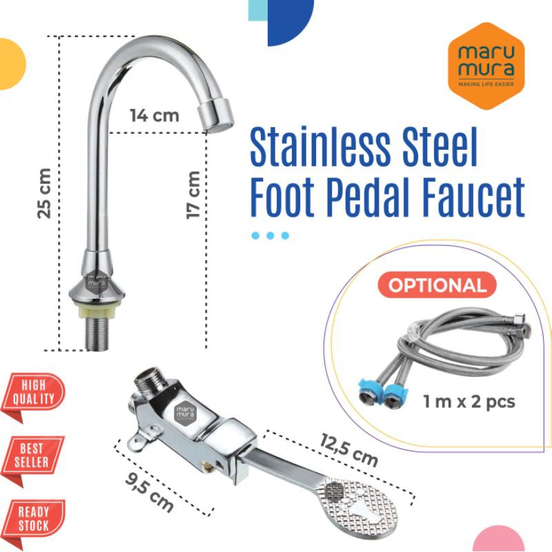 Jual Marumura Kran Injak Wastafel Keran Angsa Model Pedal Injak | Foot ...