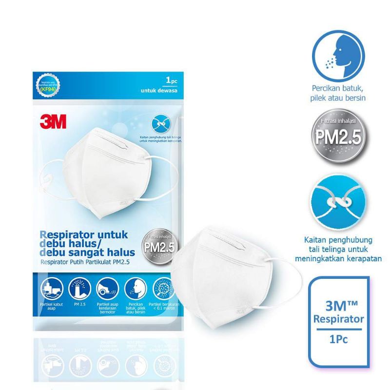 Jual 3M Masker KF94 / Respirator KF94 Easy Fit Filter Partikel Kecil ...