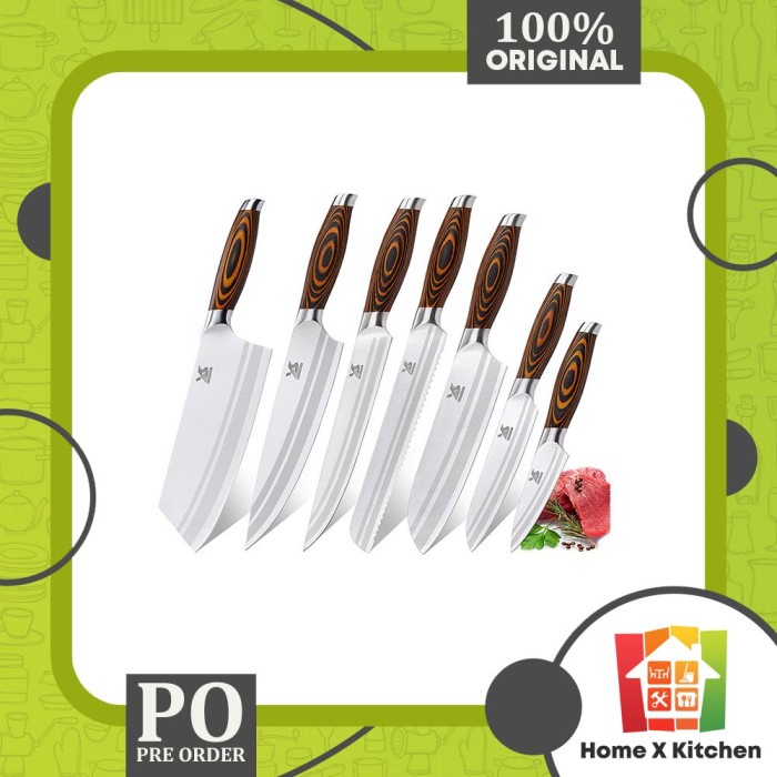 BIGSUNNY 7Pcs Kitchen Knife Set with Premium Pakkawood