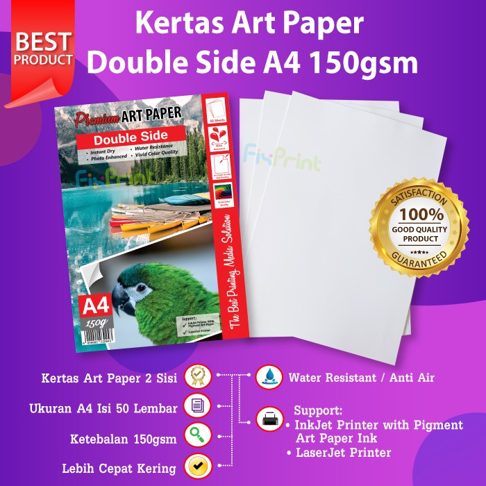 Jual Kertas Art Paper A4 150gsm Isi 50 Lembar Paper Art 150 Gsm Fi1239