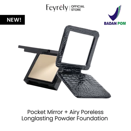 FEYRELY Bundling Foldable Pocket Mirror + Airy Poreless Longlasting Powder Foudation