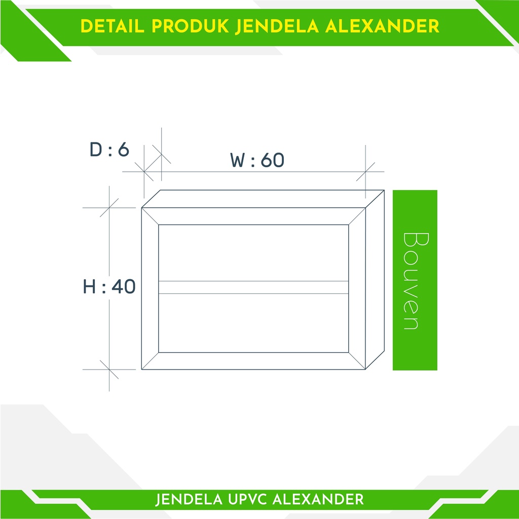Jual JENDELA UPVC ALEXANDER BOUVEN FIXED WINDOW KACA SELIP 60X40 CM ...