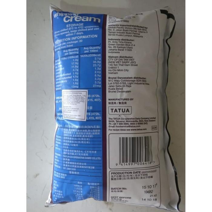 Jual Tatua Whipping Cream 1 Lt Import New Zeland Premium Halal Shopee Indonesia