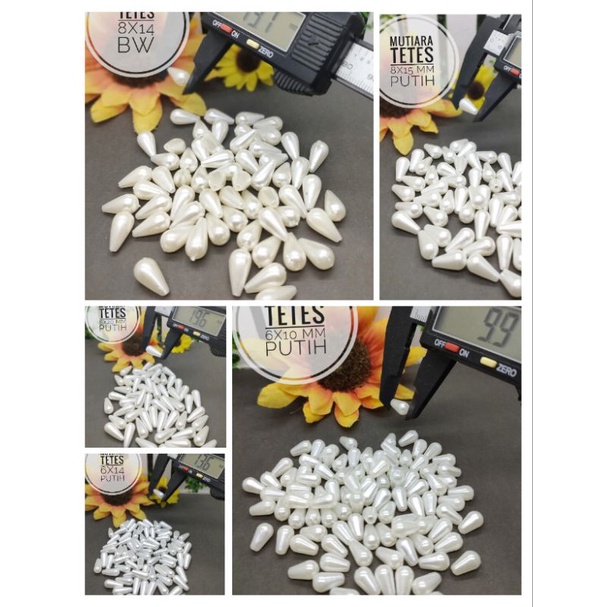 Jual 10 grm Manik Mutiara Tetes 6x10 6x14 8x14 8x15 8x20 mm | Shopee ...