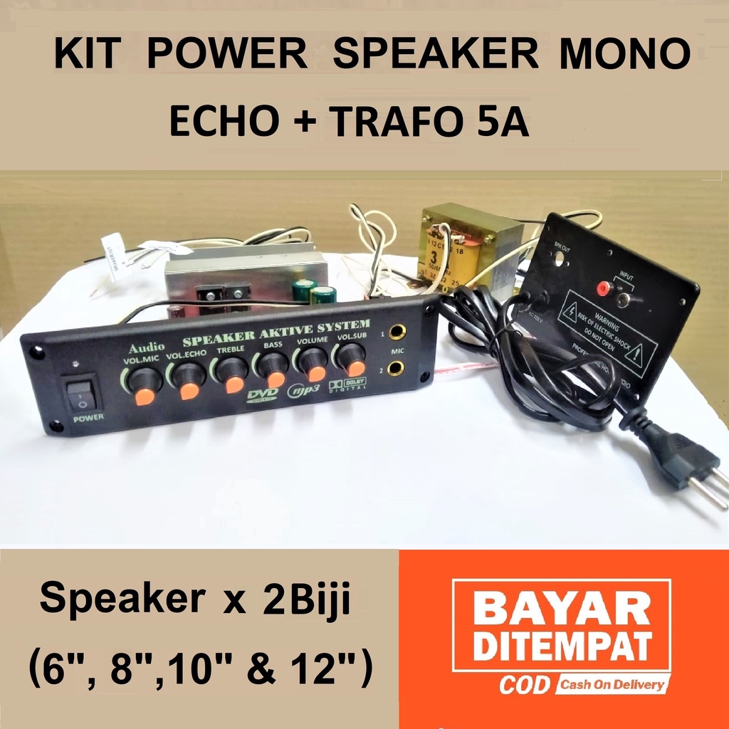 Jual KIT POWER Speaker Aktif MP3 ECHO TRAFO 5A KABEL MONO (GT8812E