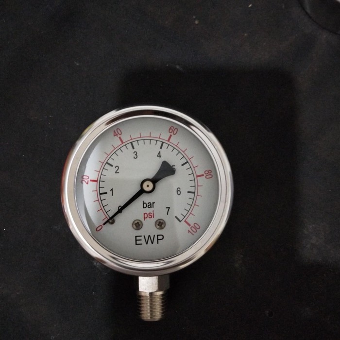 Jual Pressure Gauge 100 Psi Atau 7 Bar Drat Tengah 7bar Buat Multi ...