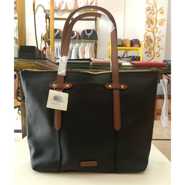 Jual Fossil Felicity Tote Bag Black Multi Shopee Indonesia