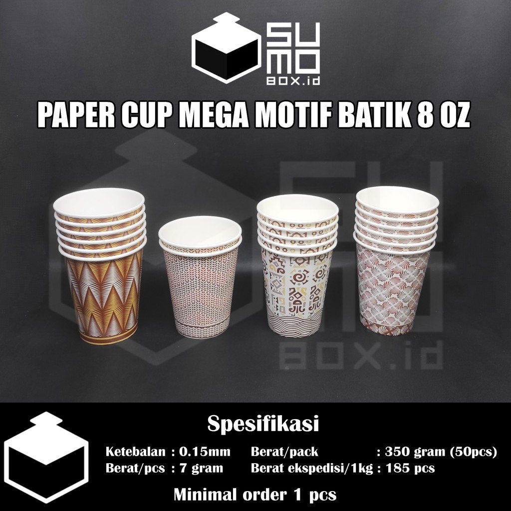 Jual Paper Cup Mega 8 Oz Paper Cup Gelas Motif Batikgelas Kertas Kopi Motif 8oz Tahan Panas 6978