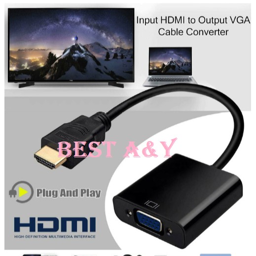 1080P Mini HDMI Male To VGA Female Adapter With 3.5mm Audio – Generic
