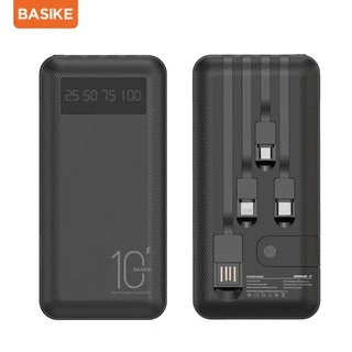 BASIKE Powerbank 20000 mah Fast Charging Murah Mini LCD with Kabel Data Type C Micro USB Lightning
