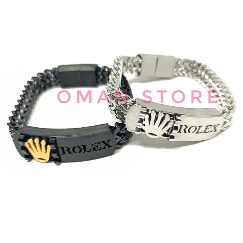 Gelang Rolex Pria Hitam putih stainless steel 316L Anti karat