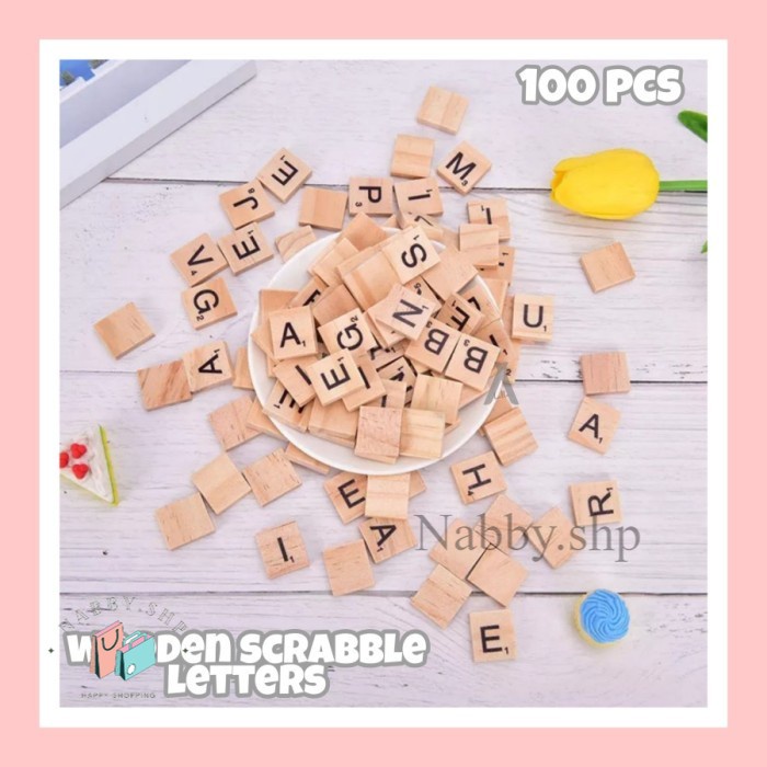 Jual Huruf Kayu Wooden Scrabble Letter Number Properti Foto Alphabet