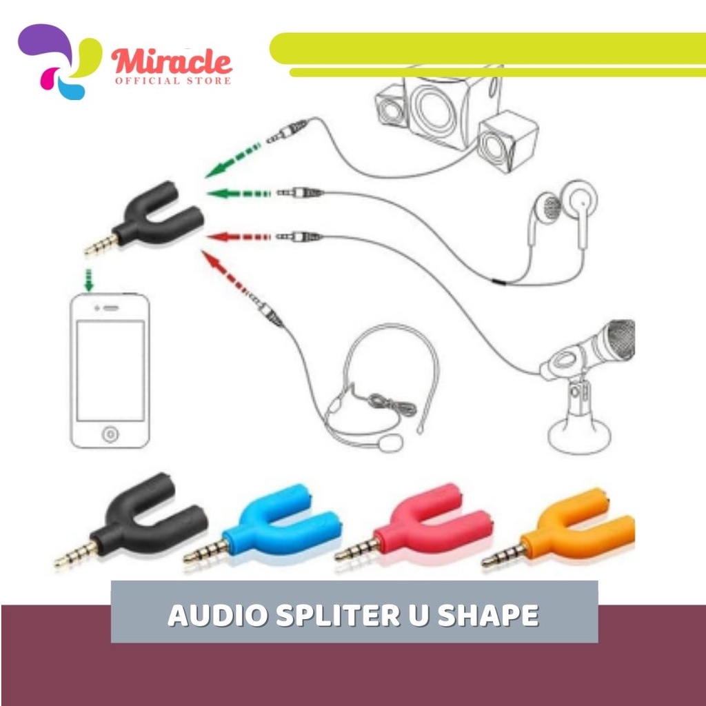 Jual Audio Spliter U Shape Male to Dual Female Jack 3.5mm ( 669059 ...