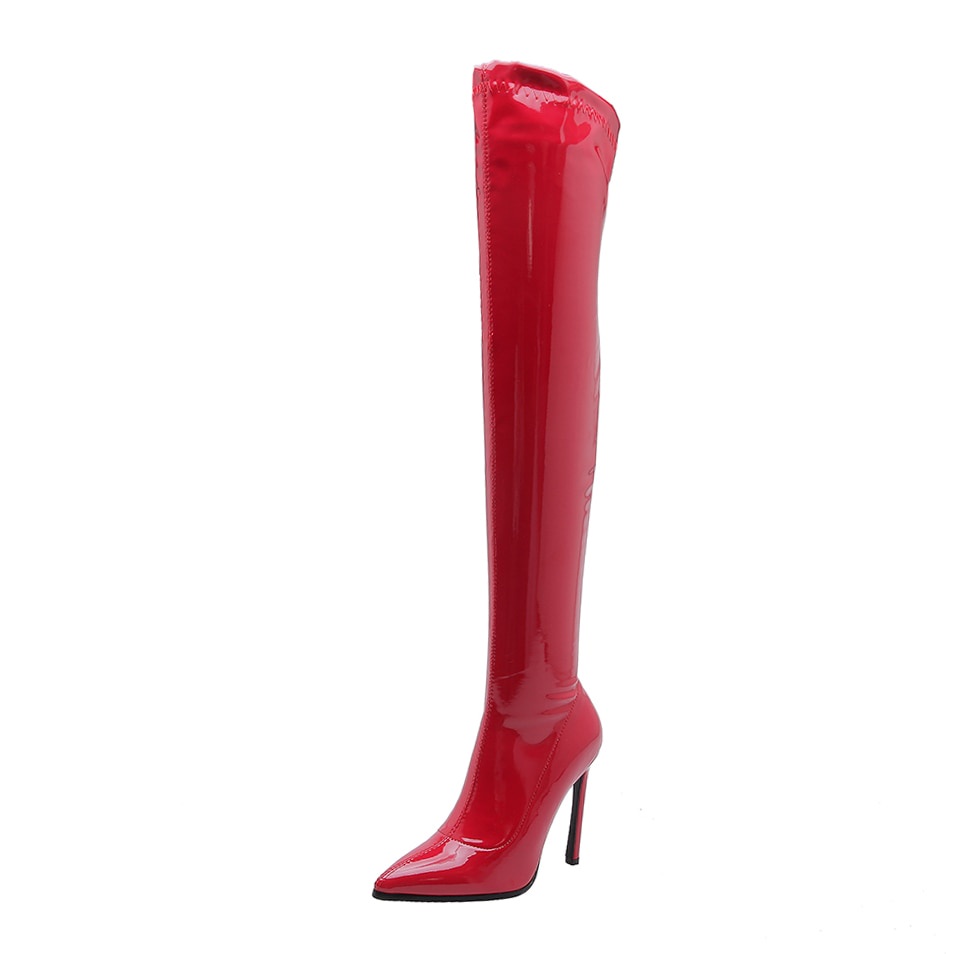 Sepatu Boots Wanita Panjang Sexy Stiletto High Heels Over The Knee Boots  Women Thigh High Boots Ladies Spring Autumn Long Boots Shoes Woman Black Red