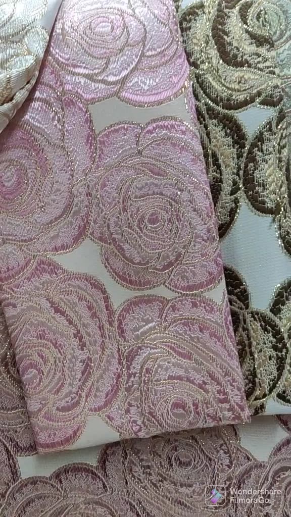 Jual Kain Jacquard Metallic Metalik Motif Rose Gold Bunga Mawar Lebar ...