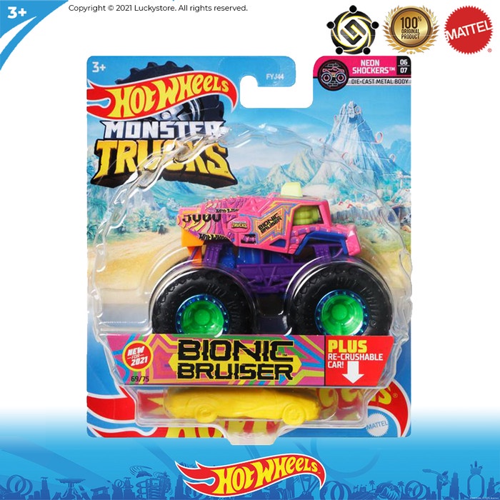 Jual Hot Wheels Monster Trucks 2021 - Bionic Bruiser Pink | Shopee ...