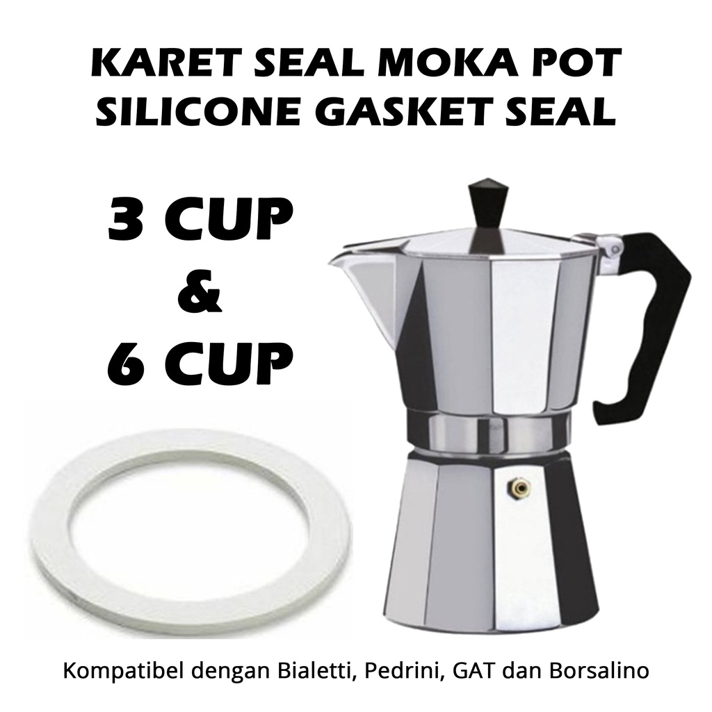 Jual Karet Silikon Moka Pot Mokapot Silicone Gasket Seal 3 dan 6 Cups