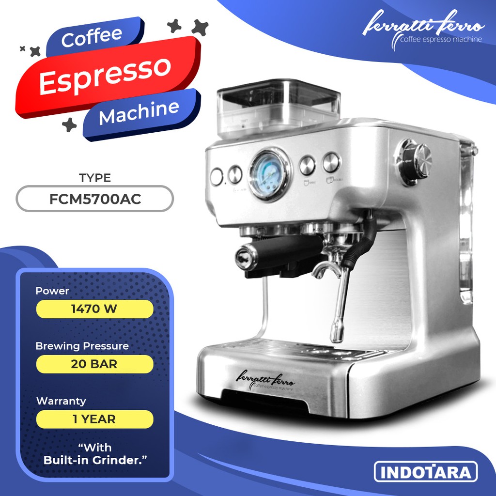 Jual Mesin Kopi Espresso dengan Grinder Kopi Ferratti Ferro FCM5700AC
