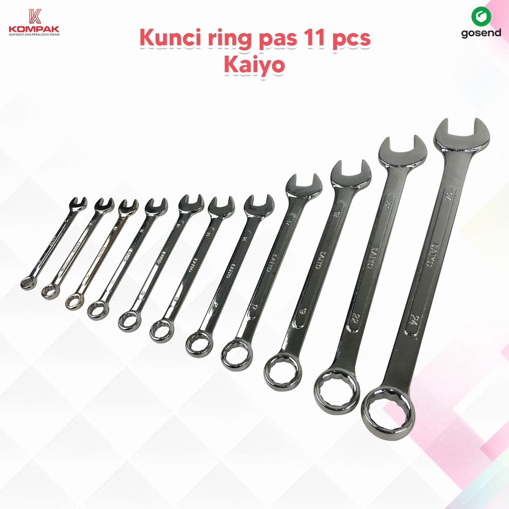 Jual Combination Wrenches Kunci Ring Pas Set Kaiyo Komplit Isi 11pcs ...