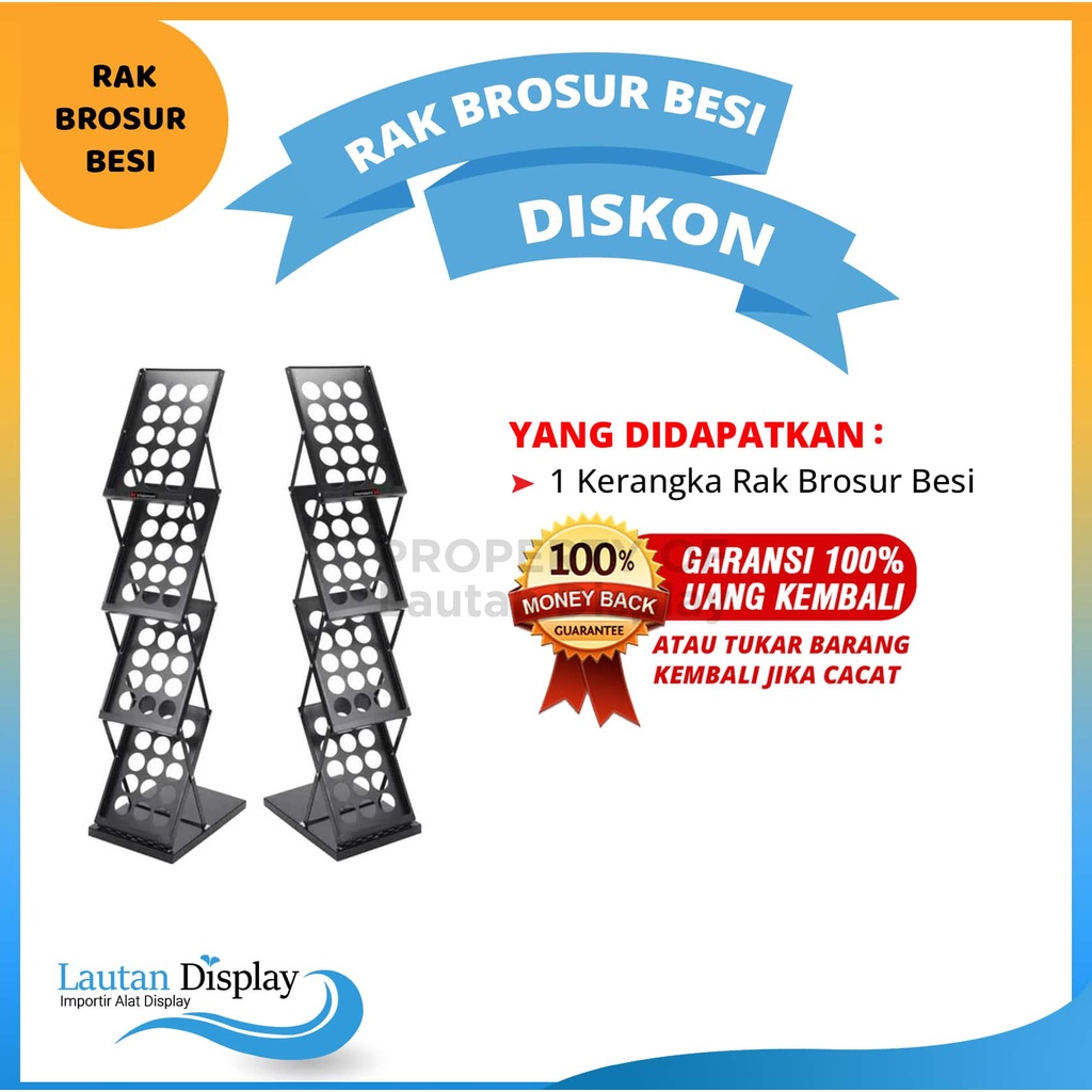 Jual Rak Brosur Besi / Alumunium A4 (Empat Susun) Warna Hitam Rak ...