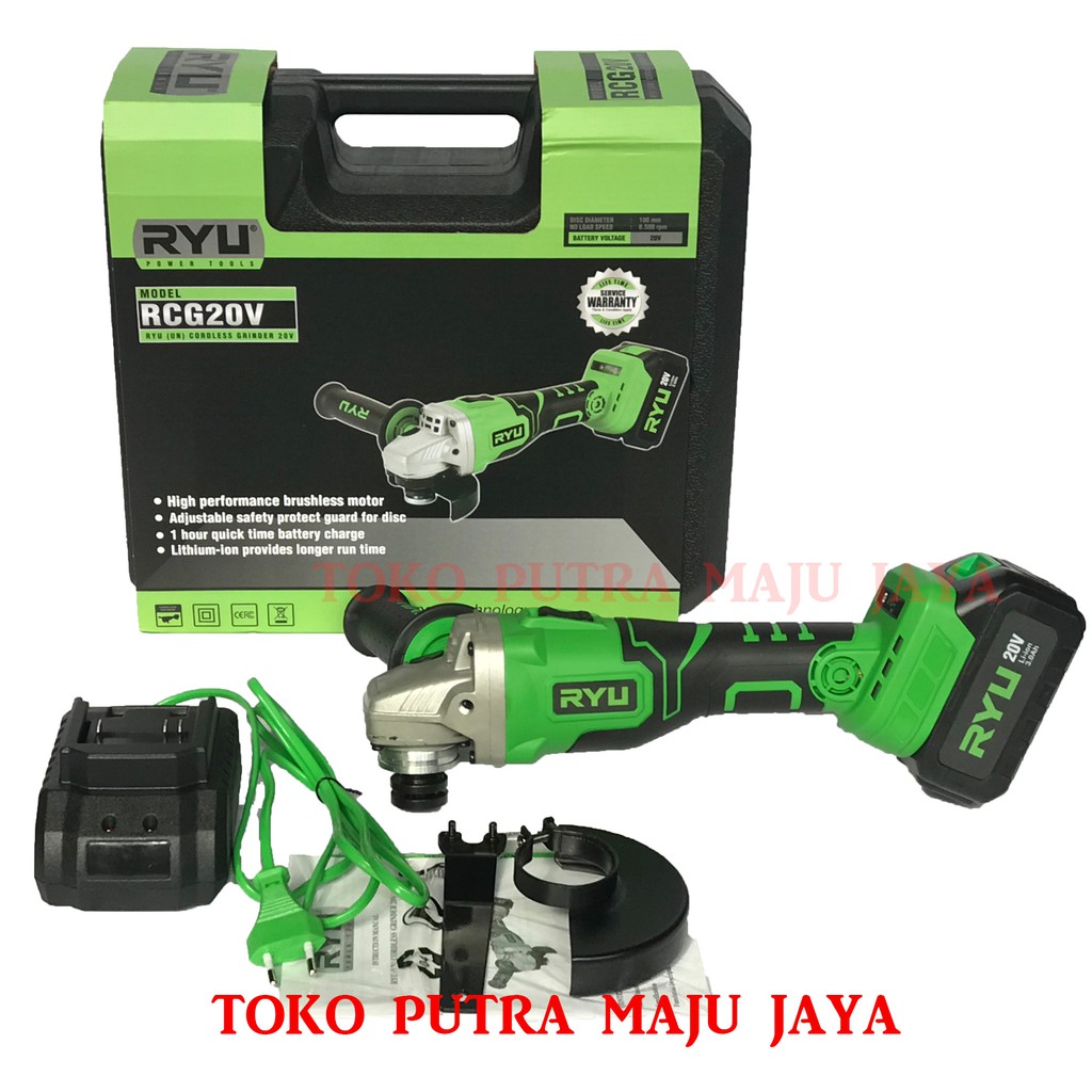 Jual MESIN GERINDA TANGAN RYU 20VOLT BATERAI CORDLESS GRINDER 4